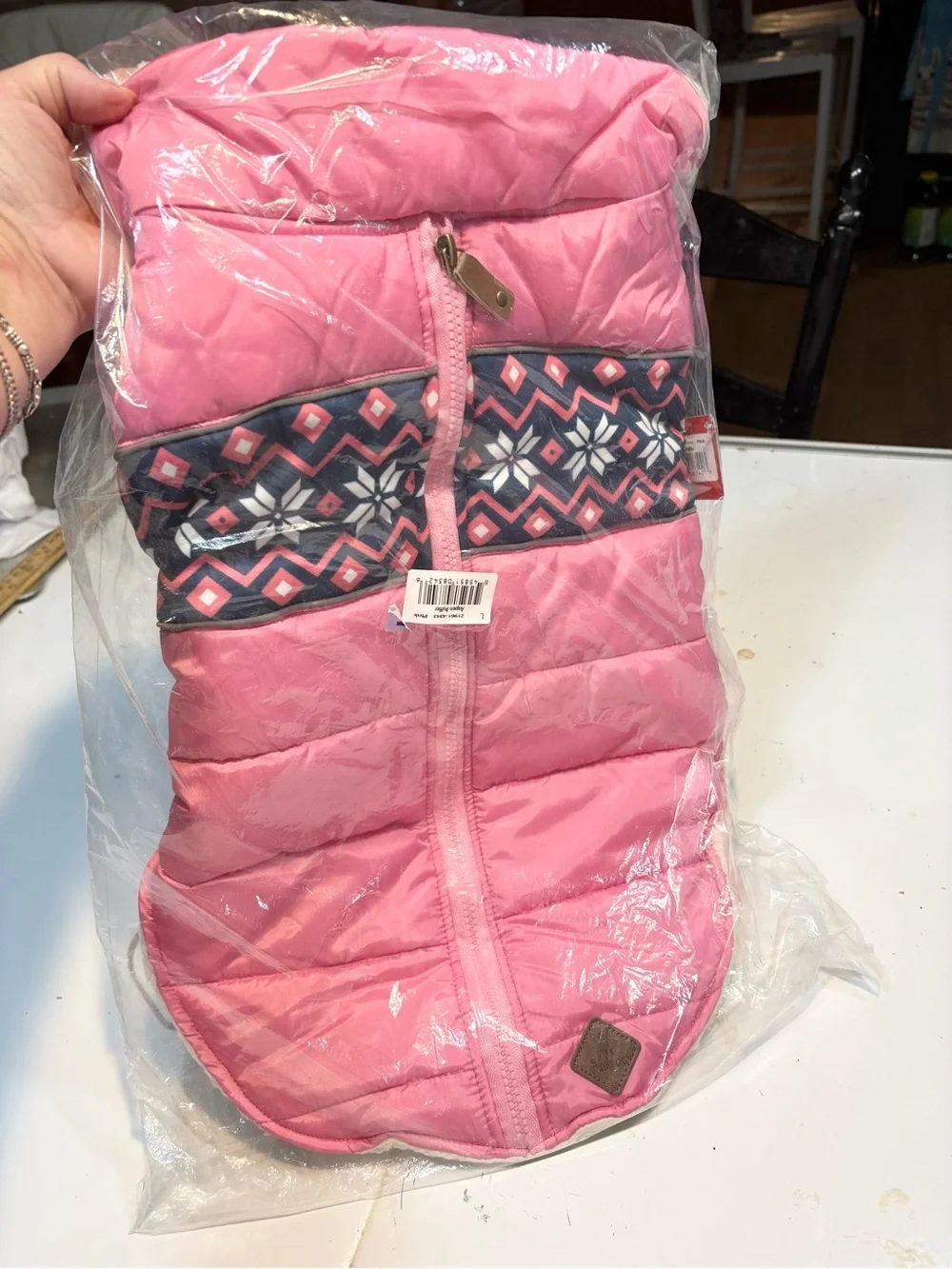The Worthy Dog  Sherpa Fleece lined Pink Puffer jacket coat large